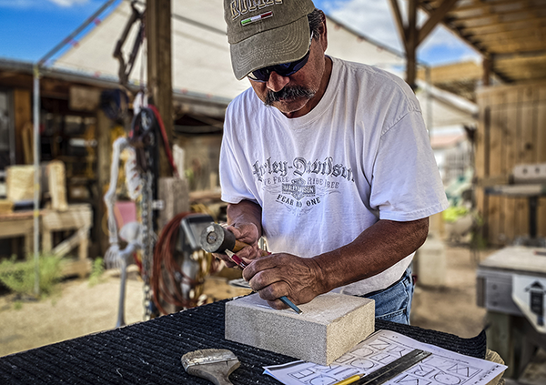 from session exploring stone carving, photo by Jim O'Donnell