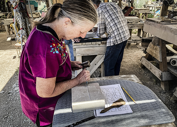 from session exploring stone carving, photo by Jim O'Donnell