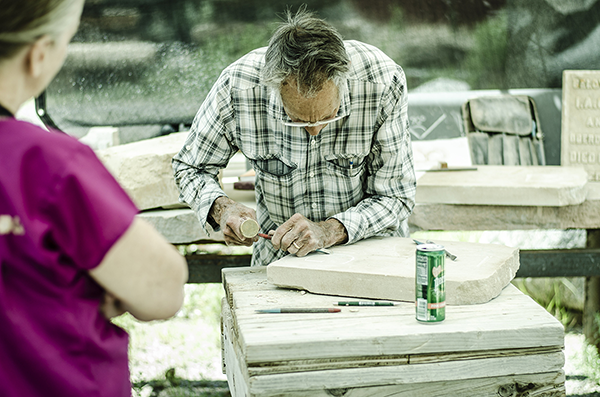 from session exploring stone carving, photo by Jim O'Donnell