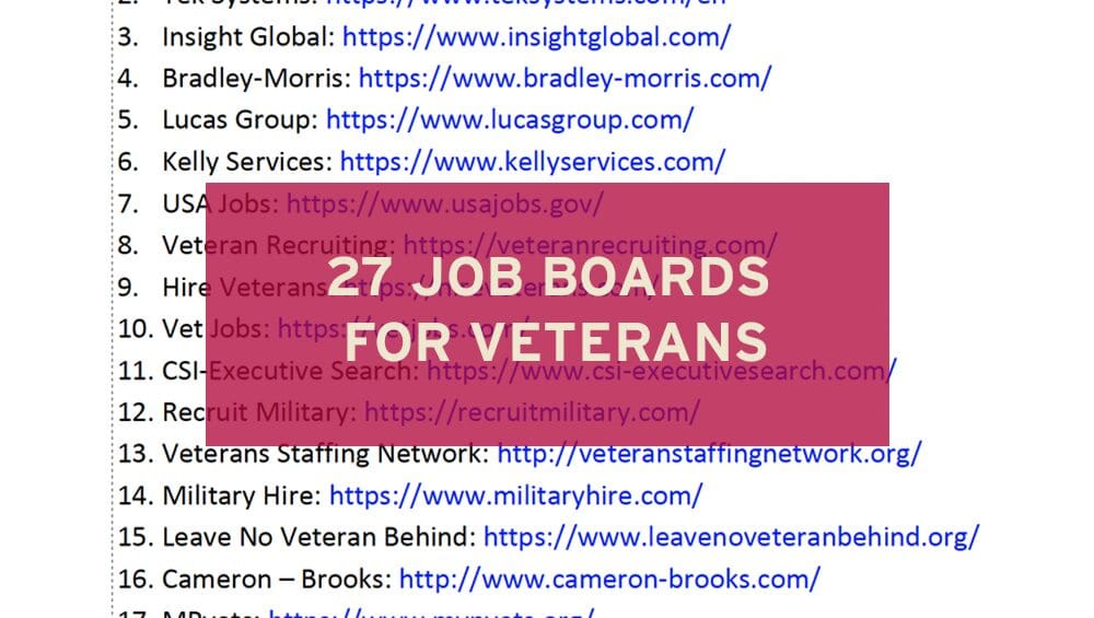 Online job boards for veterans