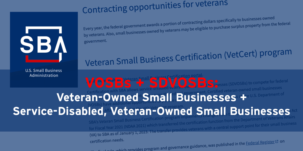 Contracting opportunities: Veteran-Owned Small Businesses