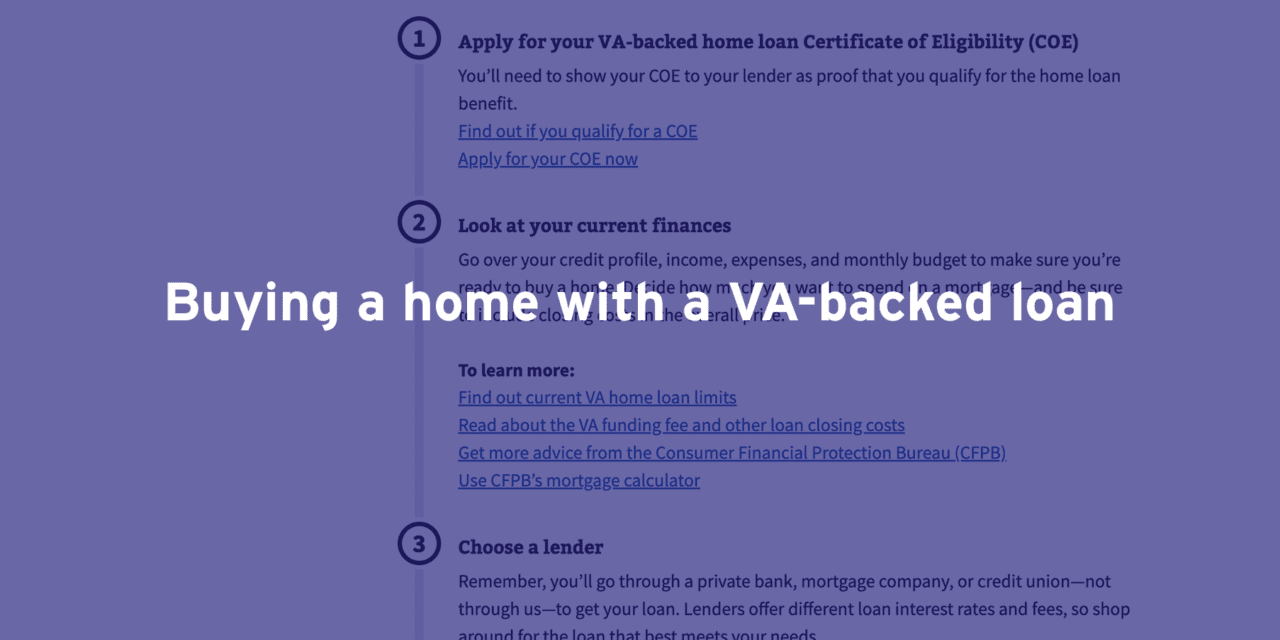 Buying a home with a VA-backed loan