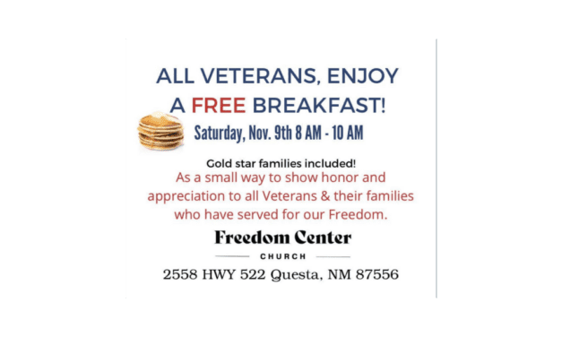Free breakfast in Questa for veterans